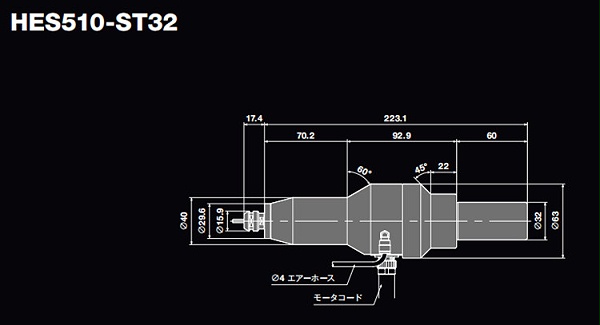 日本NAKANISHI高速主轴HES510-ST32尺寸图