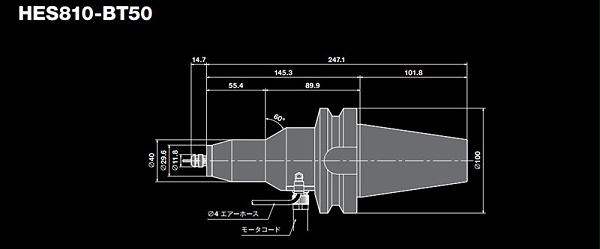 日本NSK高速主轴HES810-BT50尺寸图